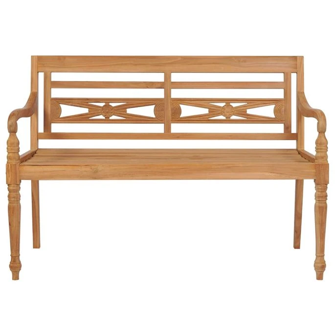 Banc Batavia Avec Coussin à Carreaux Gris 120 Cm Bois De Teck 3 Banc Batavia Avec Coussin à Carreaux Gris 120 Cm Bois De Teck – Image 3