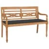 Banc Batavia Avec Coussin Anthracite 120 Cm Bois De Teck Massif