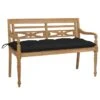 Banc Batavia Avec Coussin Noir 120 Cm Bois De Teck Massif 2