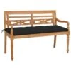 Banc Batavia Avec Coussin Noir 150 Cm Bois De Teck Massif 2
