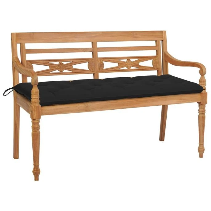 Banc Batavia Avec Coussin Noir 150 Cm Bois De Teck Massif 2 1 Banc Batavia Avec Coussin Noir 150 Cm Bois De Teck Massif 2