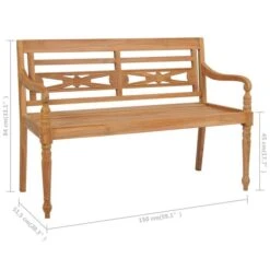 Banc Batavia Avec Coussin Taupe 150 Cm Bois De Teck Massif 3 -Esprit Plein Air banc batavia avec coussin taupe 150 cm bois de teck massif 8720286261286 824034