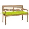 Banc Batavia Avec Coussin Vert Vif 120 Cm Bois De Teck Massif 2