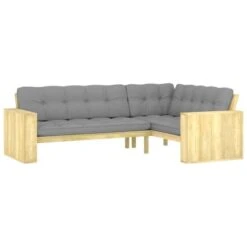 Banc D'angle De Jardin Et Coussins 239 Cm Bois De Pin Imprégné 3