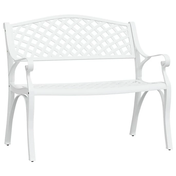 Banc De Jardin 102 Cm Aluminium Coulé Blanc 1 Banc De Jardin 102 Cm Aluminium Coulé Blanc