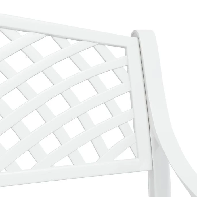 Banc De Jardin 102 Cm Aluminium Coulé Blanc 6 Banc De Jardin 102 Cm Aluminium Coulé Blanc – Image 6