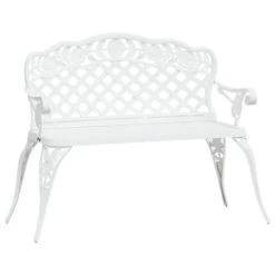 Banc De Jardin 108 Cm Aluminium Coulé Blanc