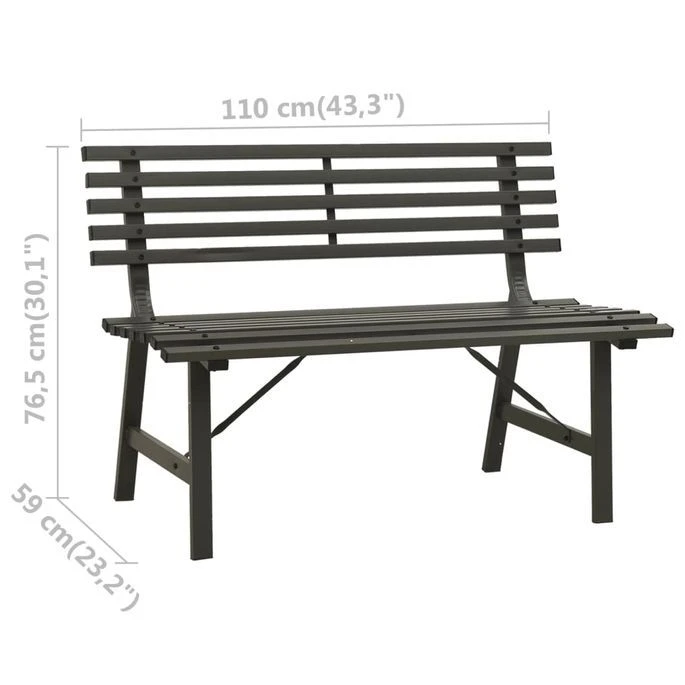 Banc De Jardin 110 Cm Acier Noir 7 Banc De Jardin 110 Cm Acier Noir – Image 7
