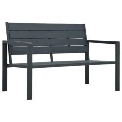 Banc De Jardin 120 Cm PEHD Gris Aspect De Bois