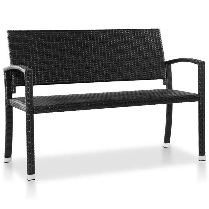 Banc De Jardin 122 Cm Résine Tressée Noir 1 Banc De Jardin 122 Cm Résine Tressée Noir