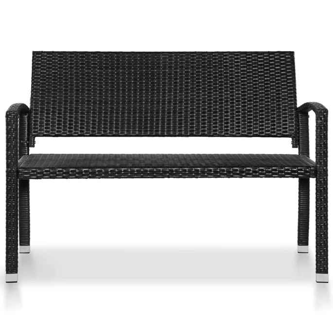 Banc De Jardin 122 Cm Résine Tressée Noir 2 Banc De Jardin 122 Cm Résine Tressée Noir – Image 2