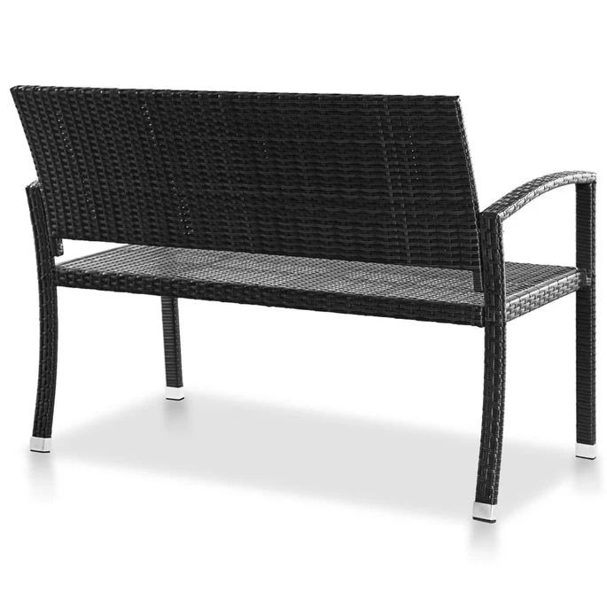 Banc De Jardin 122 Cm Résine Tressée Noir 4 Banc De Jardin 122 Cm Résine Tressée Noir – Image 4