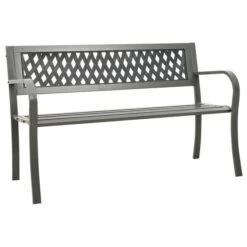 Banc De Jardin 125 Cm Acier Gris 2