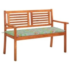 Banc De Jardin 2 Places Avec Coussin 120 Cm Bois D'eucalyptus 18