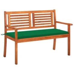 Banc De Jardin 2 Places Avec Coussin 120 Cm Bois D'eucalyptus 26