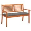 Banc De Jardin 2 Places Avec Coussin 120 Cm Bois D'eucalyptus 10