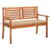 Banc De Jardin 2 Places Avec Coussin 120 Cm Bois D'eucalyptus 12