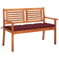 Banc De Jardin 2 Places Avec Coussin 120 Cm Bois D'eucalyptus 14