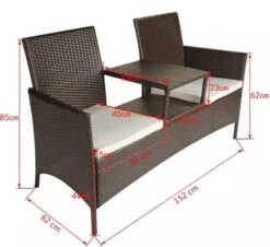 Banc De Jardin 2 Places Résine Tressée Marron Et Coussins Blanc Kim -Esprit Plein Air banc de jardin 2 places resine tressee marron et coussins blanc kim 3666722579162 259304