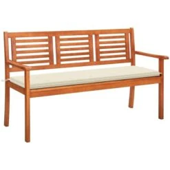 Banc De Jardin 3 Places Avec Coussin 150 Cm Bois D'eucalyptus 3