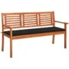Banc De Jardin 3 Places Avec Coussin 150 Cm Bois D'eucalyptus 16
