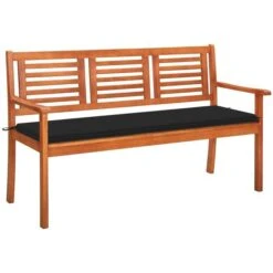 Banc De Jardin 3 Places Avec Coussin 150 Cm Bois D'eucalyptus 16