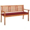 Banc De Jardin 3 Places Avec Coussin 150 Cm Bois D'eucalyptus 18