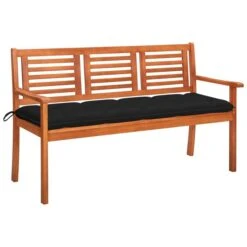 Banc De Jardin 3 Places Avec Coussin 150 Cm Bois D'eucalyptus 11