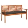 Banc De Jardin 3 Places Avec Coussin 150 Cm Bois D'eucalyptus 12