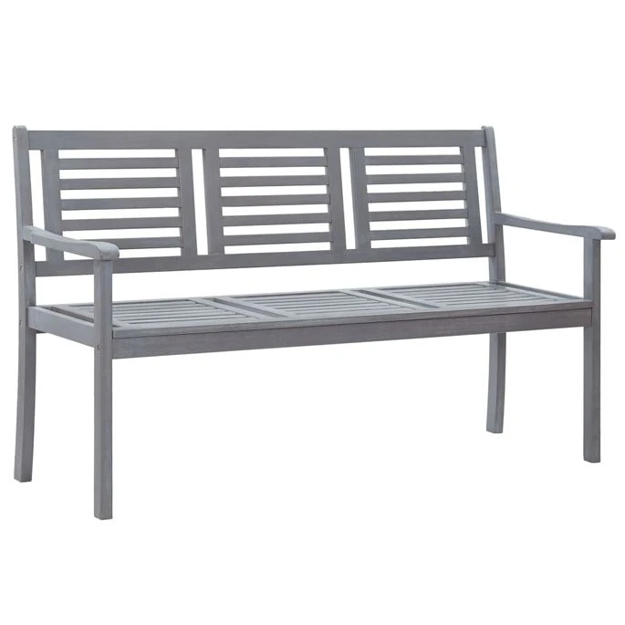 Banc De Jardin 3 Places Avec Coussin 150 Cm Gris Eucalyptus 2 Banc De Jardin 3 Places Avec Coussin 150 Cm Gris Eucalyptus – Image 2
