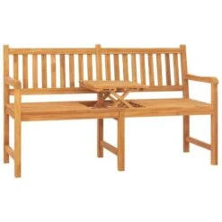 Banc De Jardin 3 Places Avec Table 150 Cm Bois De Teck Massif
