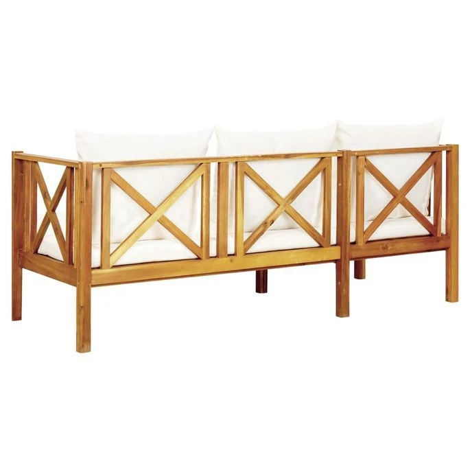 Banc De Jardin 3 Places Et Coussins 179 Cm Bois D'acacia Massif 4 Banc De Jardin 3 Places Et Coussins 179 Cm Bois D'acacia Massif – Image 4