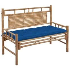 Banc De Jardin Avec Coussin 120 Cm Bambou 27