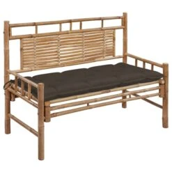 Banc De Jardin Avec Coussin 120 Cm Bambou 9