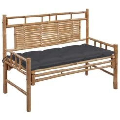 Banc De Jardin Avec Coussin 120 Cm Bambou 20