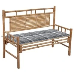 Banc De Jardin Avec Coussin 120 Cm Bambou 19