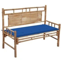 Banc De Jardin Avec Coussin 120 Cm Bambou 6