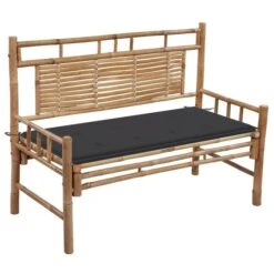 Banc De Jardin Avec Coussin 120 Cm Bambou
