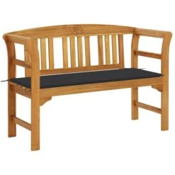 Banc De Jardin Avec Coussin 120 Cm Bois D'acacia Massif 52