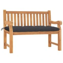 Banc De Jardin Avec Coussin 120 Cm Bois De Teck Massif 9