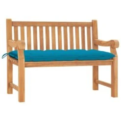 Banc De Jardin Avec Coussin 120 Cm Bois De Teck Massif 6