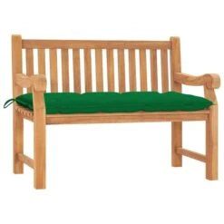 Banc De Jardin Avec Coussin 120 Cm Bois De Teck Massif 5