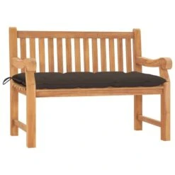 Banc De Jardin Avec Coussin 120 Cm Bois De Teck Massif