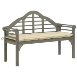 Banc De Jardin Avec Coussin 135 Cm Bois D'acacia Massif Gris 4