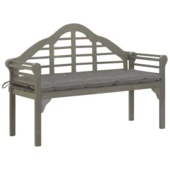 Banc De Jardin Avec Coussin 135 Cm Bois D'acacia Massif Gris 3
