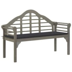 Banc De Jardin Avec Coussin 135 Cm Bois D'acacia Massif Gris 2