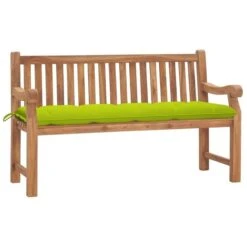 Banc De Jardin Avec Coussin 150 Cm Bois De Teck Massif 3