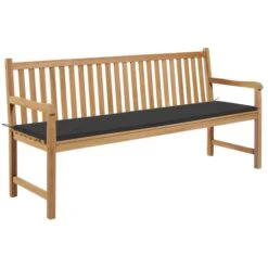 Banc De Jardin Avec Coussin Anthracite 175 Cm Teck Massif 2