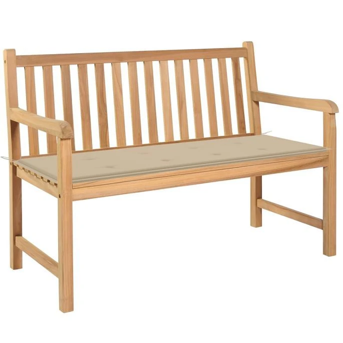 Banc De Jardin Avec Coussin Beige 120 Cm Bois De Teck Massif 3 1 Banc De Jardin Avec Coussin Beige 120 Cm Bois De Teck Massif 3
