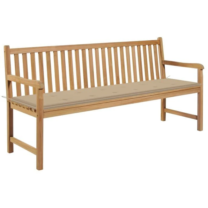 Banc De Jardin Avec Coussin Beige 175 Cm Bois De Teck Massif 1 Banc De Jardin Avec Coussin Beige 175 Cm Bois De Teck Massif